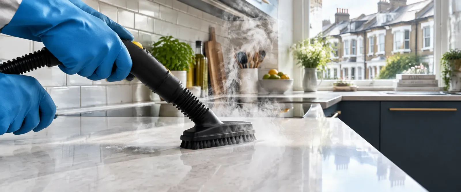 Professional deep cleaning of a kitchen in a London home