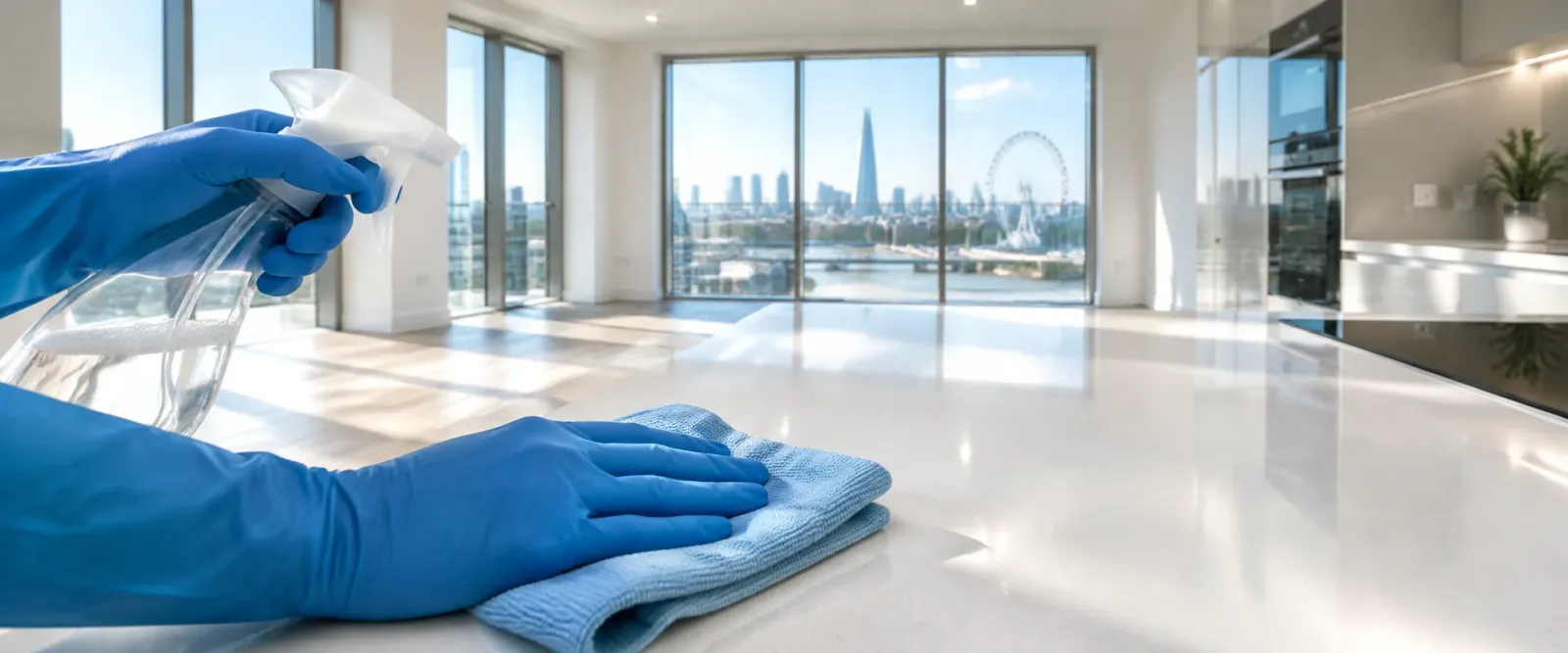 Residential cleaning in a bright London home